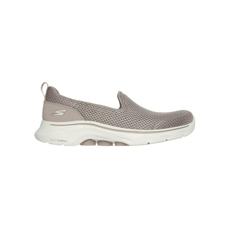 Skechers Go Walk 7 Razi Shoes in TPE Taupe - lightweight cushioned walking sneakers with breathable comfort
