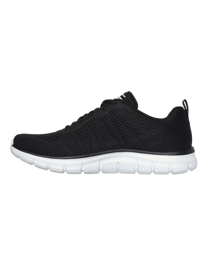 Skechers Track New Staple Sneakers in Black with lightweight cushioning and breathable sporty design
