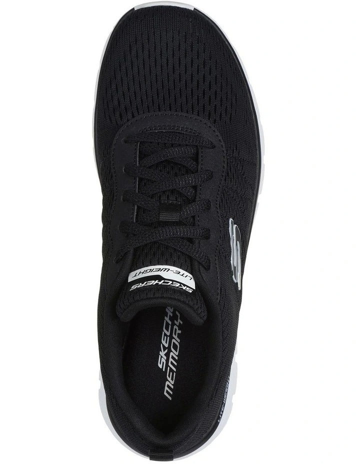 Skechers Track New Staple Sneakers in Black with lightweight cushioning and breathable sporty design