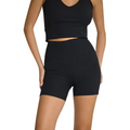 Rockwear black Rib Luxesoft mid-thigh bike shorts with high-rise