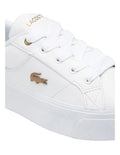 Lacoste Ziane Platform Leather Sneaker in White, featuring a clean leather upper with a stylish platform sole for added height and comfort.
