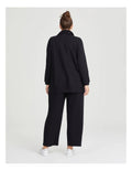 Taking Shape Funnel Neck Active Tunic in Black with long sleeves, half zip, kangaroo pocket, and ribbed details for plus size comfort.