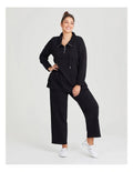 Taking Shape Funnel Neck Active Tunic in Black with long sleeves, half zip, kangaroo pocket, and ribbed details for plus size comfort.