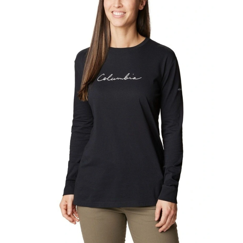 Columbia North Cascades Long Sleeve T-shirt in Black made with 100% cotton jersey for classic comfort