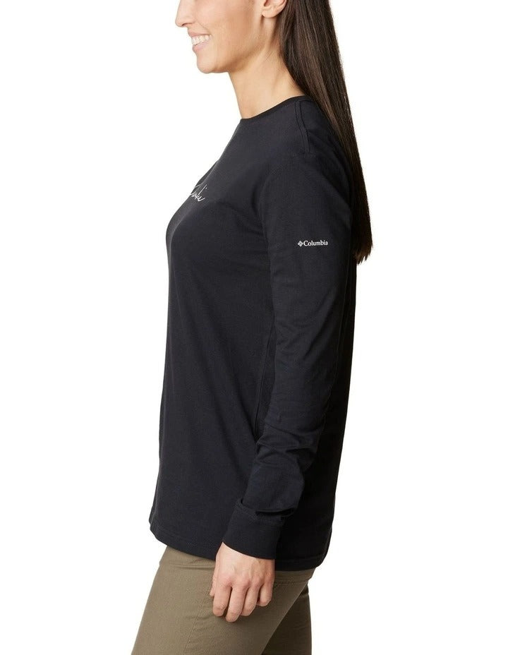 Columbia North Cascades Long Sleeve T-shirt in Black made with 100% cotton jersey for classic comfort