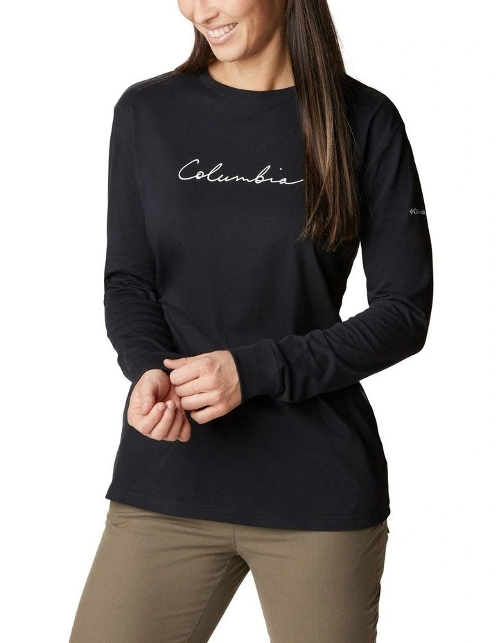 Columbia North Cascades Long Sleeve T-shirt in Black made with 100% cotton jersey for classic comfort