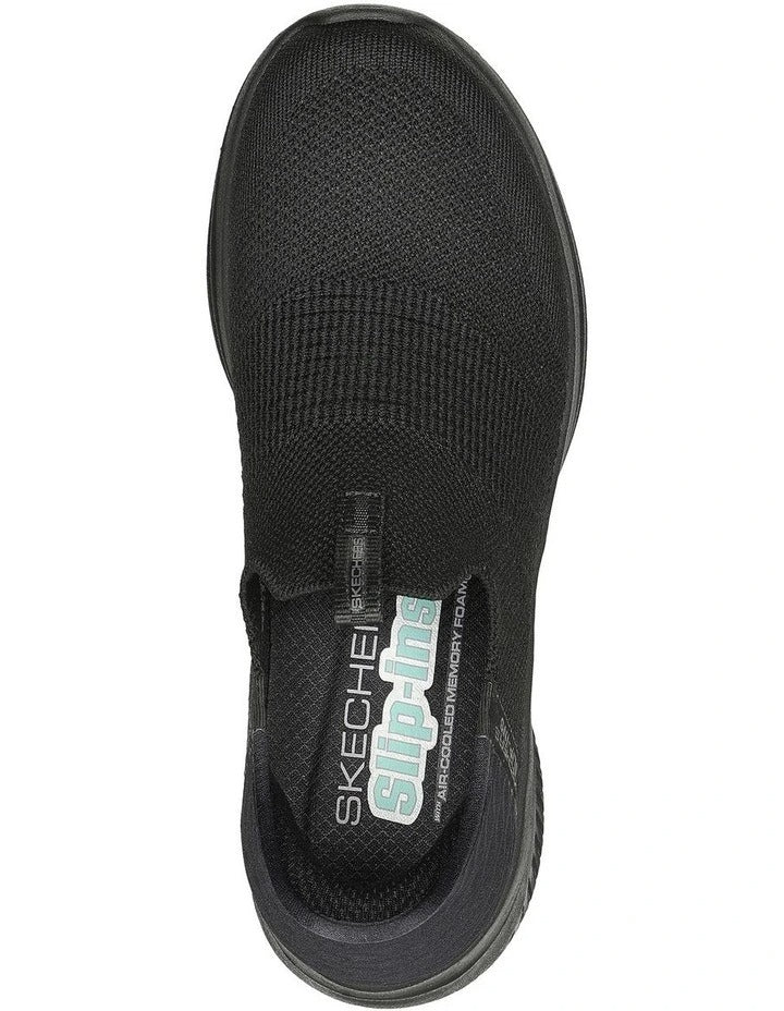Skechers Ultra Flex 3.0 Cozy Streak Slip-ins Sneakers in Black with hands-free design and cushioned comfort