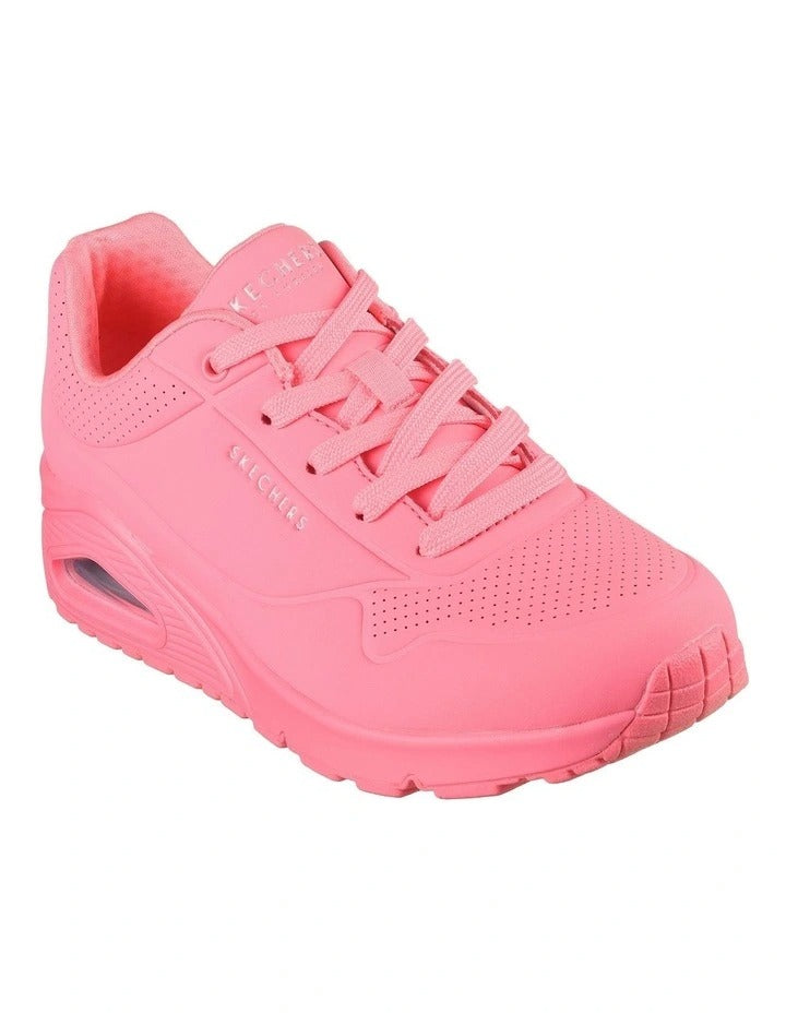 Skechers CRL Uno Stand On Air Shoes in Orange - cushioned sporty sneakers with visible air midsole
