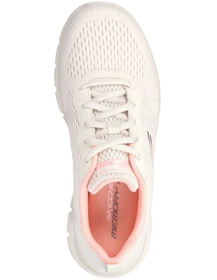 Skechers Track New Staple Shoes in Natural Pink with lightweight cushioning and sporty design