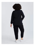 Taking Shape Polar Fleece 1/2 Zip Top Black – plus size women’s warm winter fleece with half zip, pockets, and long sleeves