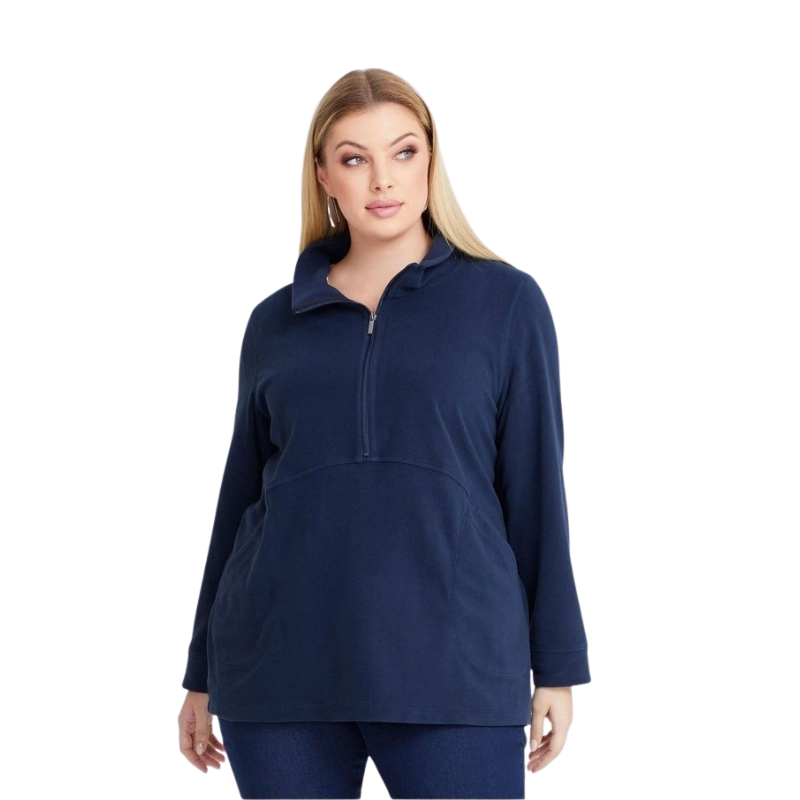 Women’s plus size navy polar fleece 1/2 zip top