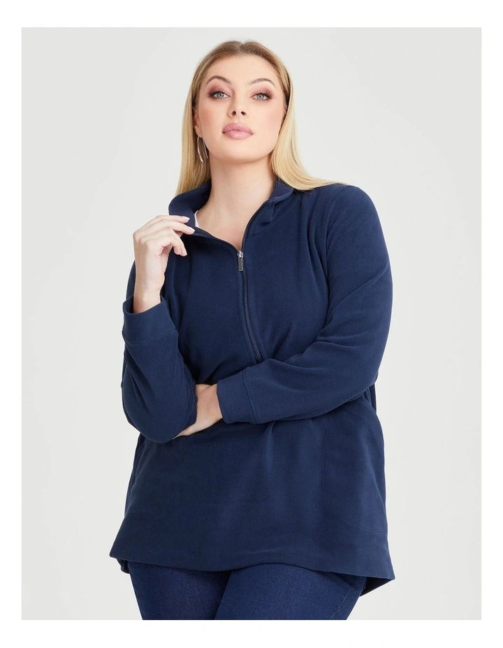 Women’s plus size navy polar fleece 1/2 zip top