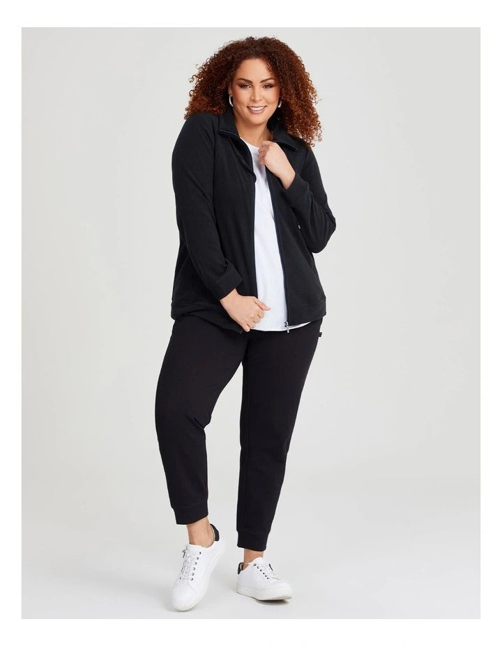 Taking Shape Polar Fleece Zip Front Jacket in Black with zip closure and side pockets