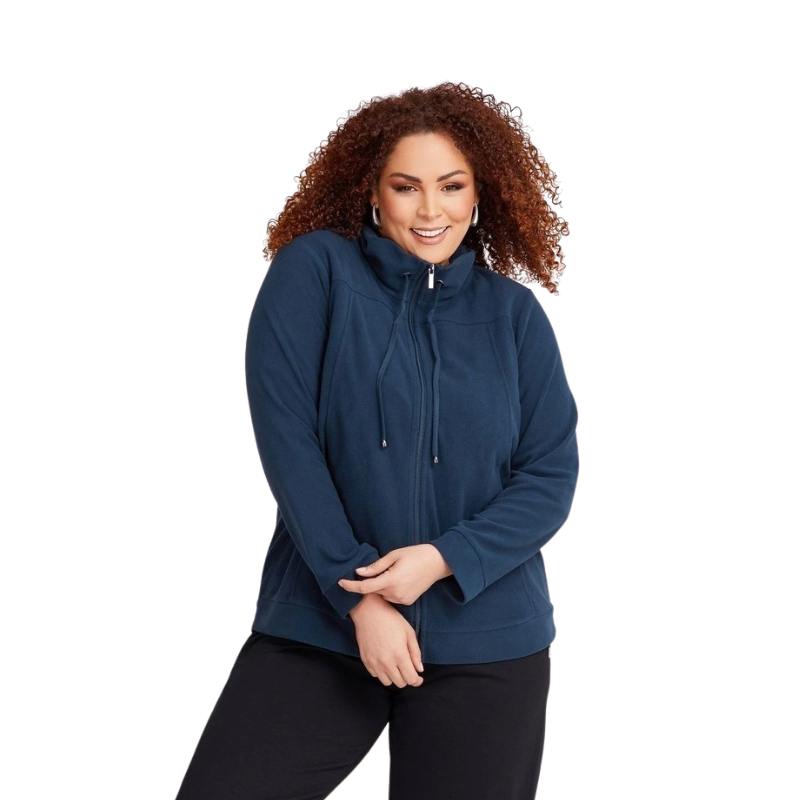 Taking Shape Polar Fleece Zip Front Jacket in Navy with zip closure and side pockets