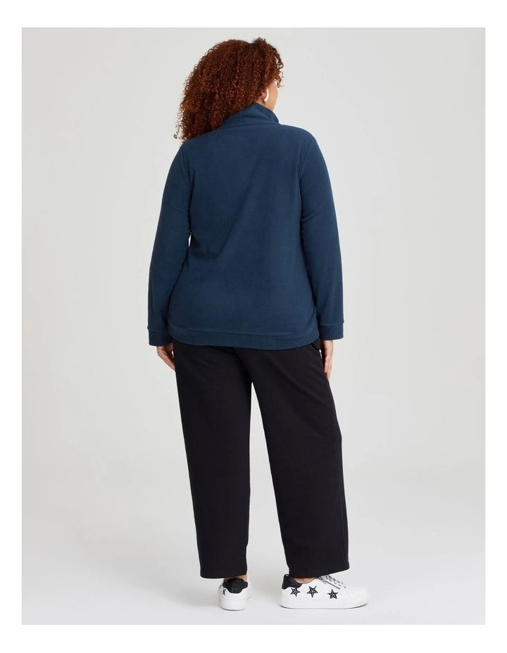 Taking Shape Polar Fleece Zip Front Jacket in Navy with zip closure and side pockets