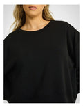 Rockwear Travel Hip Length Crew Jumper in Black, women's cozy crew neck sweater with relaxed fit and ultra-smooth fabric, perfect for travel and everyday wear.