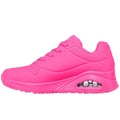 Skechers Uno Neon Nights sneaker in hot pink lifestyle view