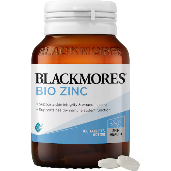 Blackmores Bio Zinc Tablets 168 Pack - Supports immune health, skin repair, and overall wellbeing with high-quality zinc formula.