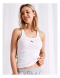 Scoop neck sleeveless top by Chloe & Lola in ribbed cotton-elastane fabric.