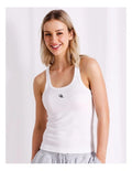 Scoop neck sleeveless top by Chloe & Lola in ribbed cotton-elastane fabric.
