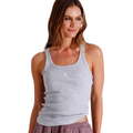 Chloe & Lola grey marle ribbed cotton loungewear tank top for women, scoop neck, sleeveless, fitted design
