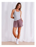 Chloe & Lola grey marle ribbed cotton loungewear tank top for women, scoop neck, sleeveless, fitted design
