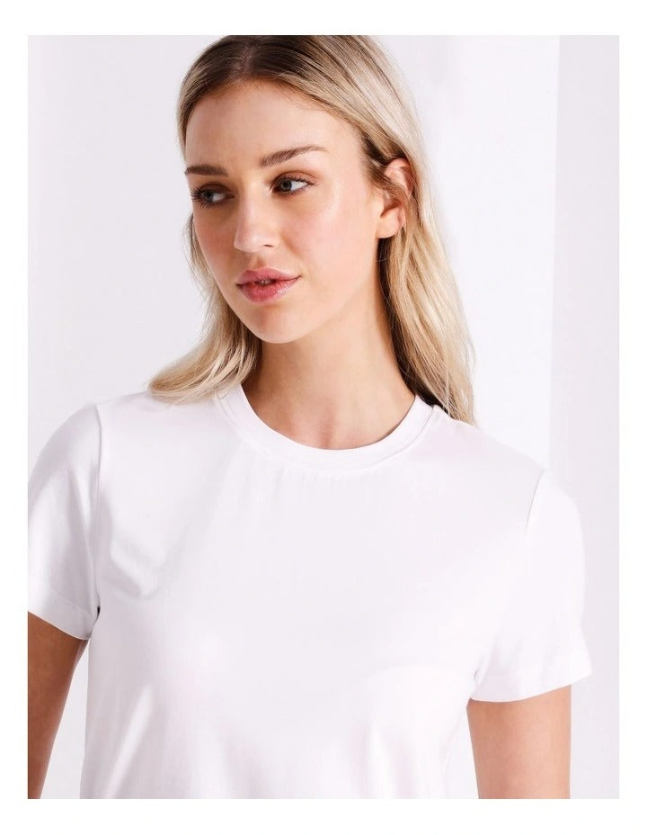Chloe & Lola fitted tee with round neck, crafted from soft cotton-modal blend.
