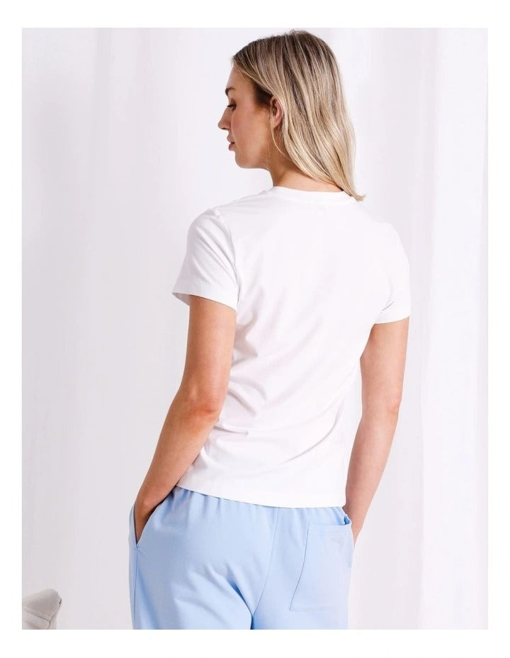 Chloe & Lola fitted tee with round neck, crafted from soft cotton-modal blend.