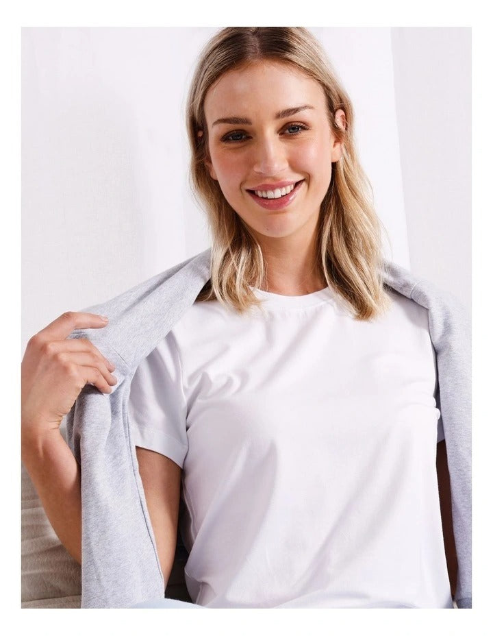 Chloe & Lola fitted tee with round neck, crafted from soft cotton-modal blend.