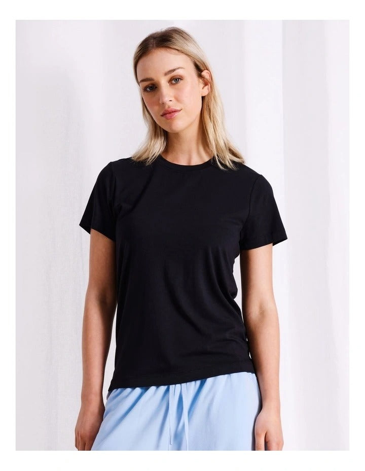 Chloe & Lola fitted tee with round neck, crafted from soft modal-cotton blend.