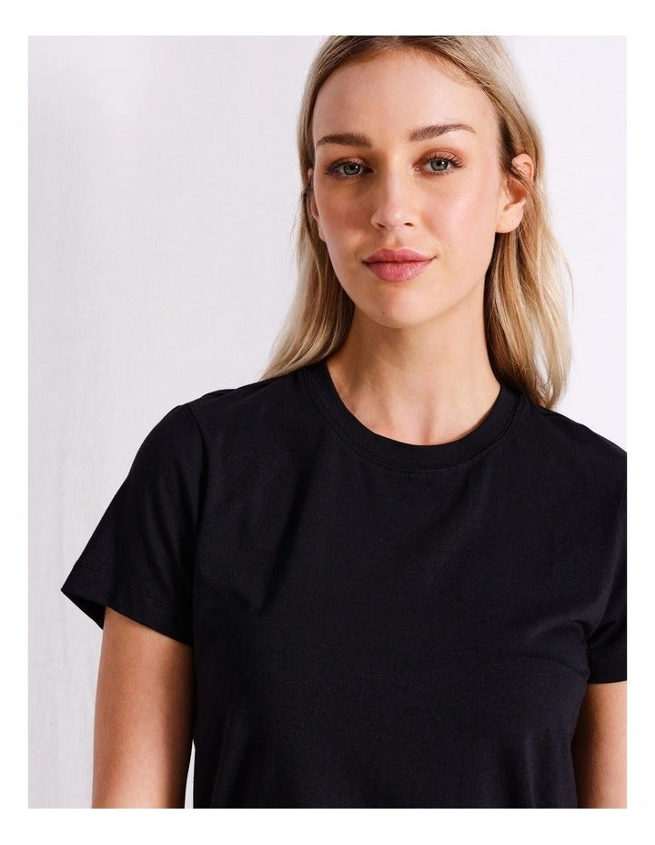 Chloe & Lola fitted tee with round neck, crafted from soft modal-cotton blend.