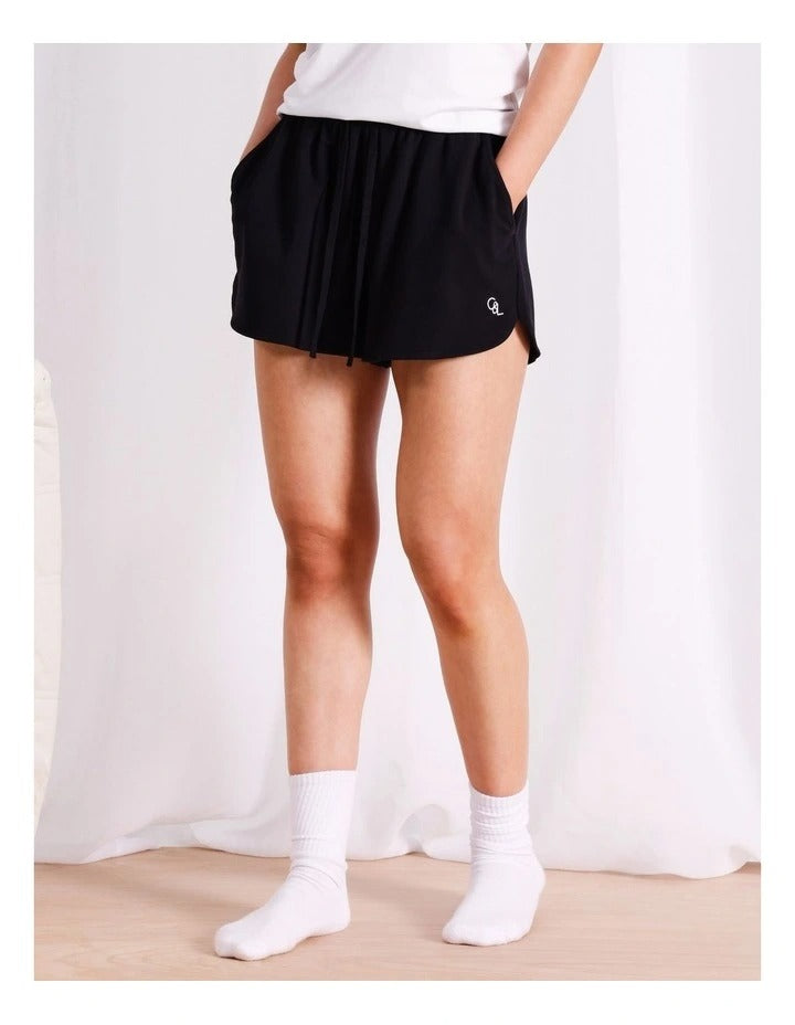 Chloe & Lola relaxed fit pants with elasticated waist, made from cotton-modal blend. Model is 177cm (5'8), size 8. Available in multiple colors, exclusive to Myer.
