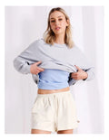 Chloe & Lola ecru French terry loungewear shorts for women, elasticated waist, relaxed fit, soft cotton blend fabric