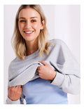 Relaxed fit crew neck top, 57% cotton, 38% modal, 5% elastane, worn by model 177cm, size 8.