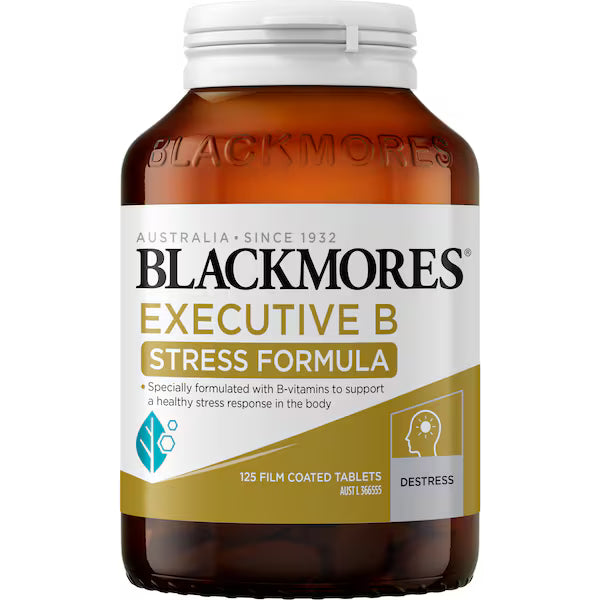 Blackmores Executive B Vitamin B Stress Support Tablets 125 Pack - Stress relief and energy boost supplement for busy professionals