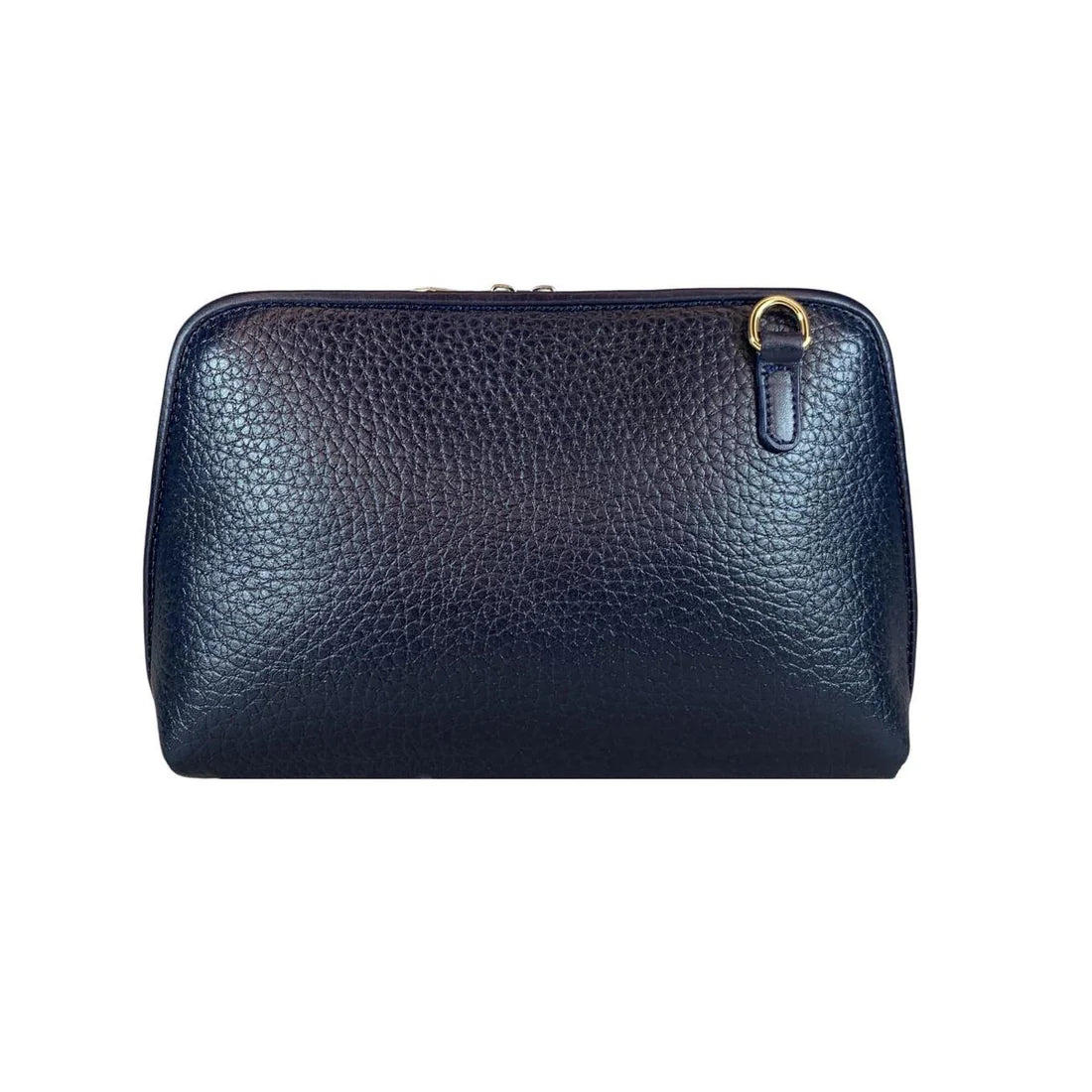 LeatherLuxe dark blue genuine leather clutch and shoulder crossbody bag with sleek design and gold-tone hardware
