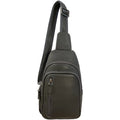 LeatherLuxe grey leather unisex sling bag – premium crossbody shoulder bag with adjustable strap, modern minimalist design, ideal for everyday use.