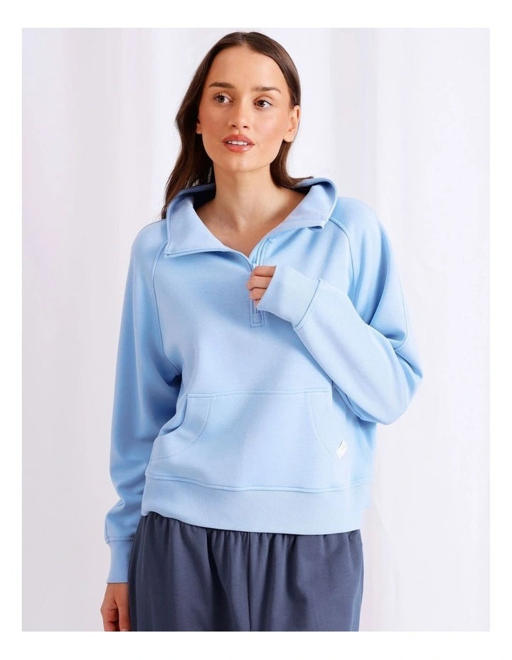 Chloe & Lola crew neck loungewear top in modal-polyester blend fabric.
