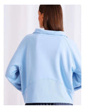 Chloe & Lola crew neck loungewear top in modal-polyester blend fabric.