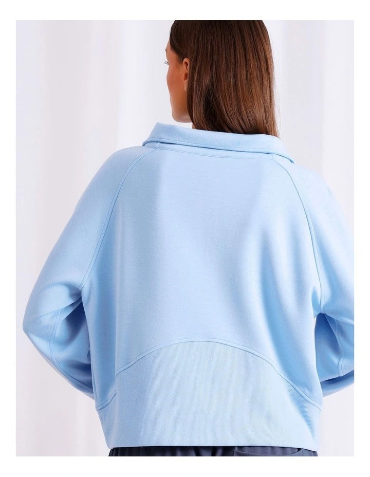 Chloe & Lola crew neck loungewear top in modal-polyester blend fabric.