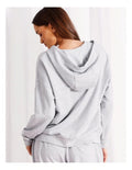 Chloe & Lola Loungewear Double Zip Hoodie in soft cotton-modal blend, featuring a hood, long sleeves, and zip fastening. Ideal for lounging or layering.