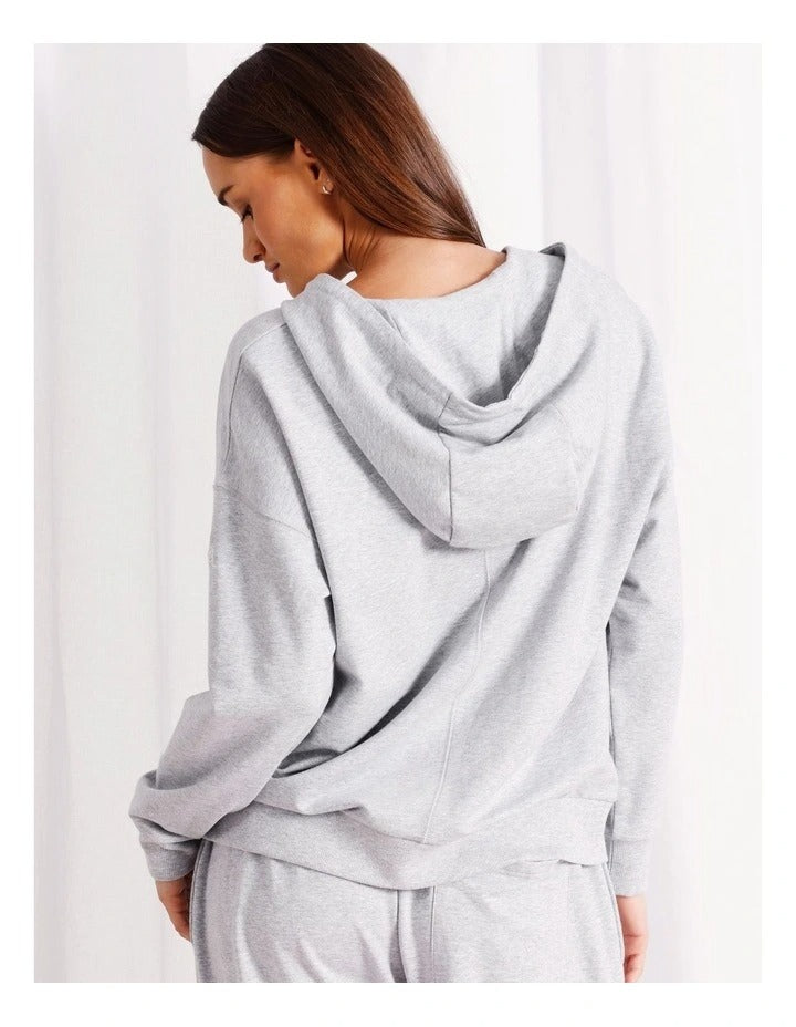 Chloe & Lola Loungewear Double Zip Hoodie in soft cotton-modal blend, featuring a hood, long sleeves, and zip fastening. Ideal for lounging or layering.