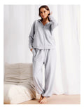 Chloe & Lola grey marle loungewear cuffed sweat pants with elasticated waistband, drawstring waist, and functional pockets
