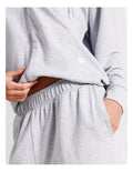 Chloe & Lola grey marle loungewear cuffed sweat pants with elasticated waistband, drawstring waist, and functional pockets