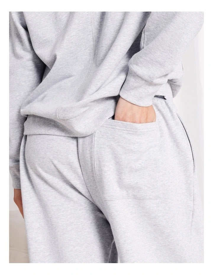 Chloe & Lola grey marle loungewear cuffed sweat pants with elasticated waistband, drawstring waist, and functional pockets