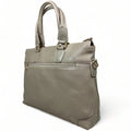 Premium cream leather laptop bag for men and women — stylish unisex business briefcase with shoulder strap, perfect for work, office, or travel.