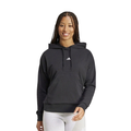Adidas Essentials Small Logo French Terry Hoodie in Black with soft cotton blend and chest 3 Bar Logo