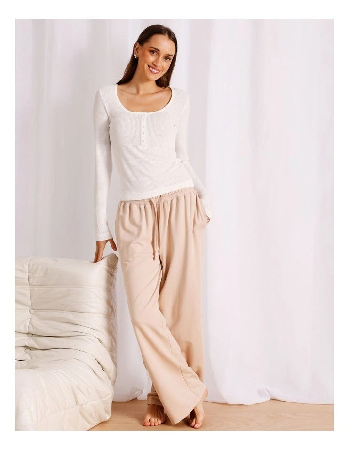 Chloe & Lola Loungewear Long Sleeve Henley Top in soft, breathable fabric.