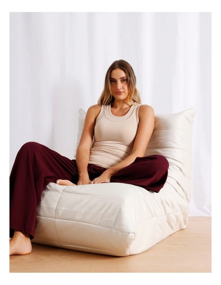 Chloe & Lola Loungewear Double Layer Tan in soft polyester fabric, featuring sleeveless design and round neck.