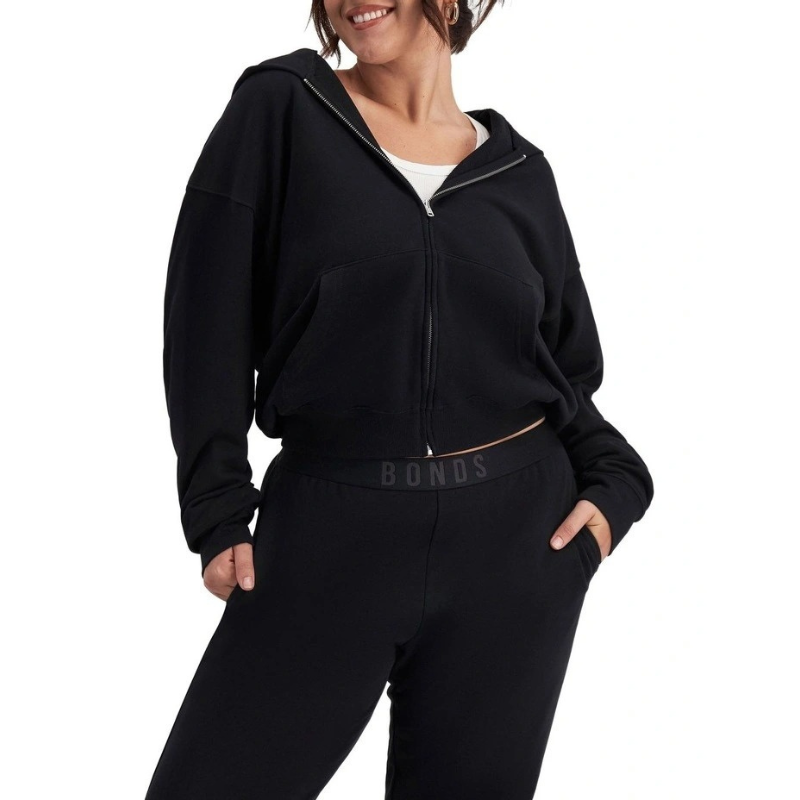 Women's Sweats Cotton Zip Hoodie with double-lined hood, kanga pockets, ribbed cuffs and hem, soft French terry cotton.